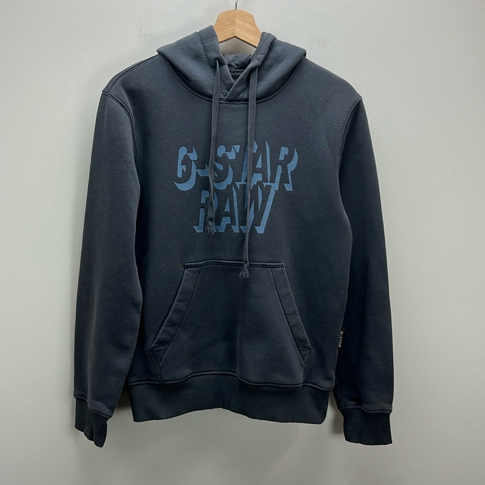 G-Star Raw Hoodie Sweatshirt Retro Blue Hooded Mens  XS Sustainable Recycled